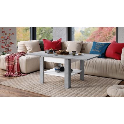 Klappbarer Couchtisch mit Ablage LIA grau/weiß