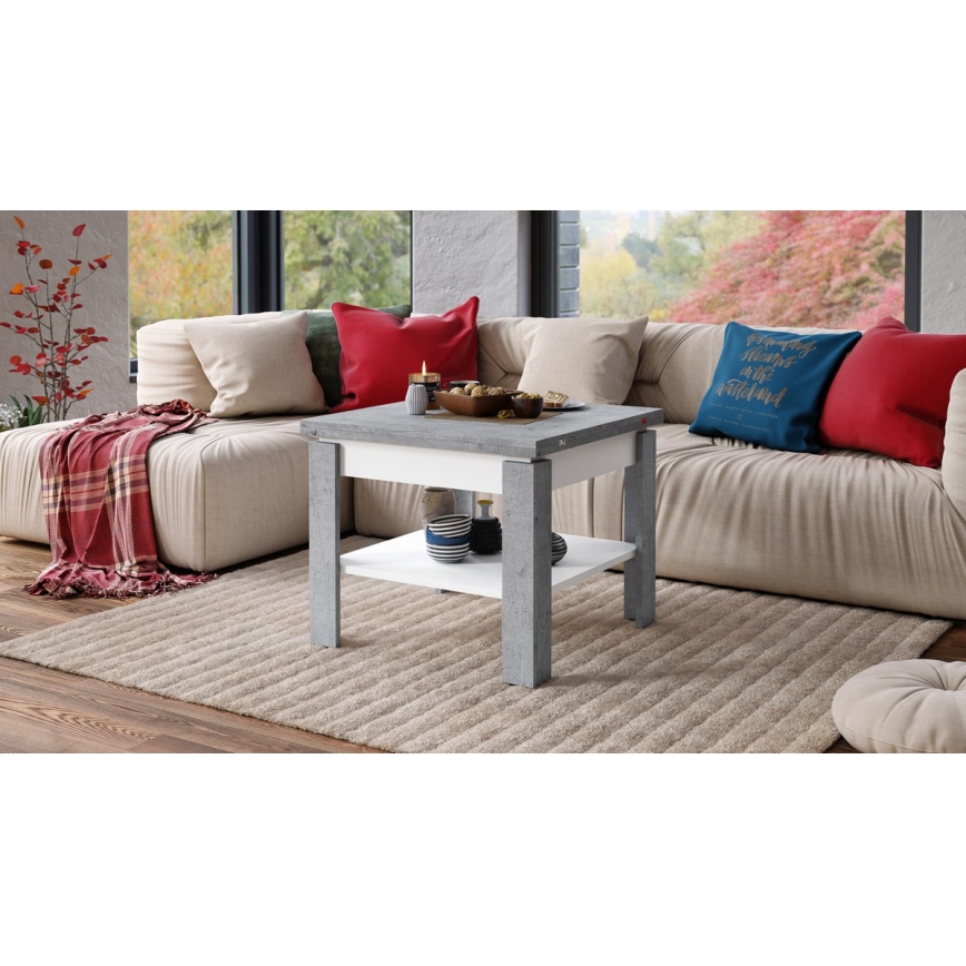 Klappbarer Couchtisch mit Ablage LIA grau/weiß