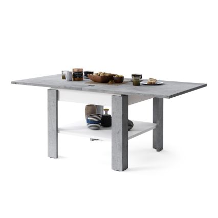Klappbarer Couchtisch mit Ablage LIA grau/weiß