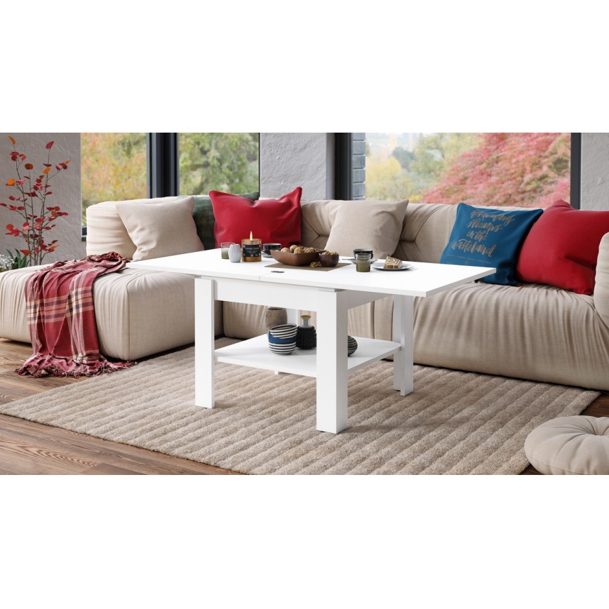 Klappbarer Couchtisch mit Ablage LIA weiß