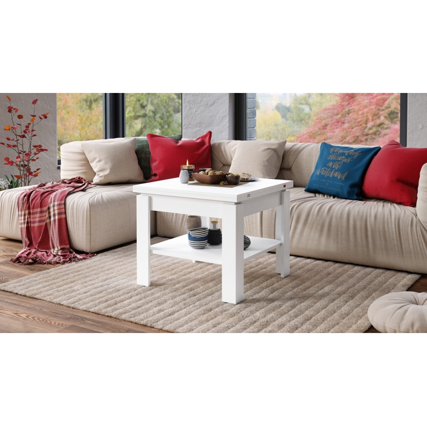 Klappbarer Couchtisch mit Ablage LIA weiß