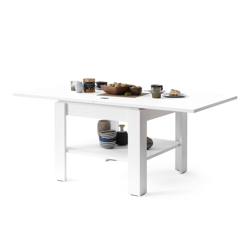 Klappbarer Couchtisch mit Ablage LIA weiß