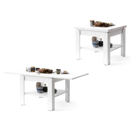 Klappbarer Couchtisch mit Ablage LIA weiß