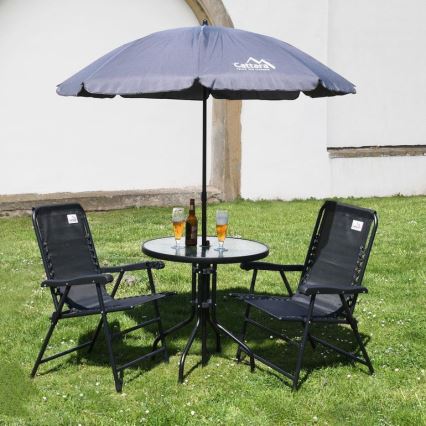 Klappbarer, neigbarer Sonnenschirm d 1,8 m grau