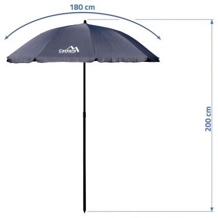 Klappbarer, neigbarer Sonnenschirm d 1,8 m grau
