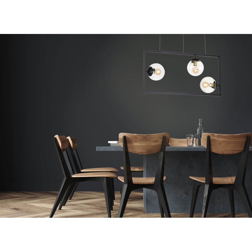 Lampadario a sospensione con filo REY 3xE27/7W/230V nero