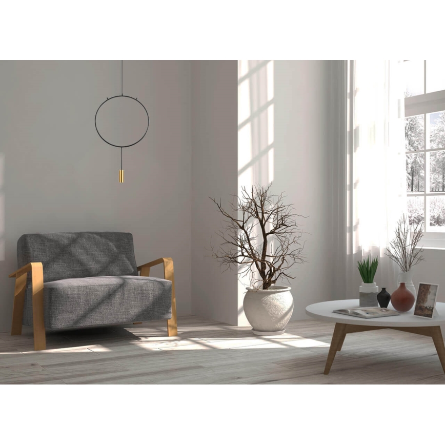 Lampadario a sospensione con filo ARCADE 1xGU10/5W/230V nero/oro