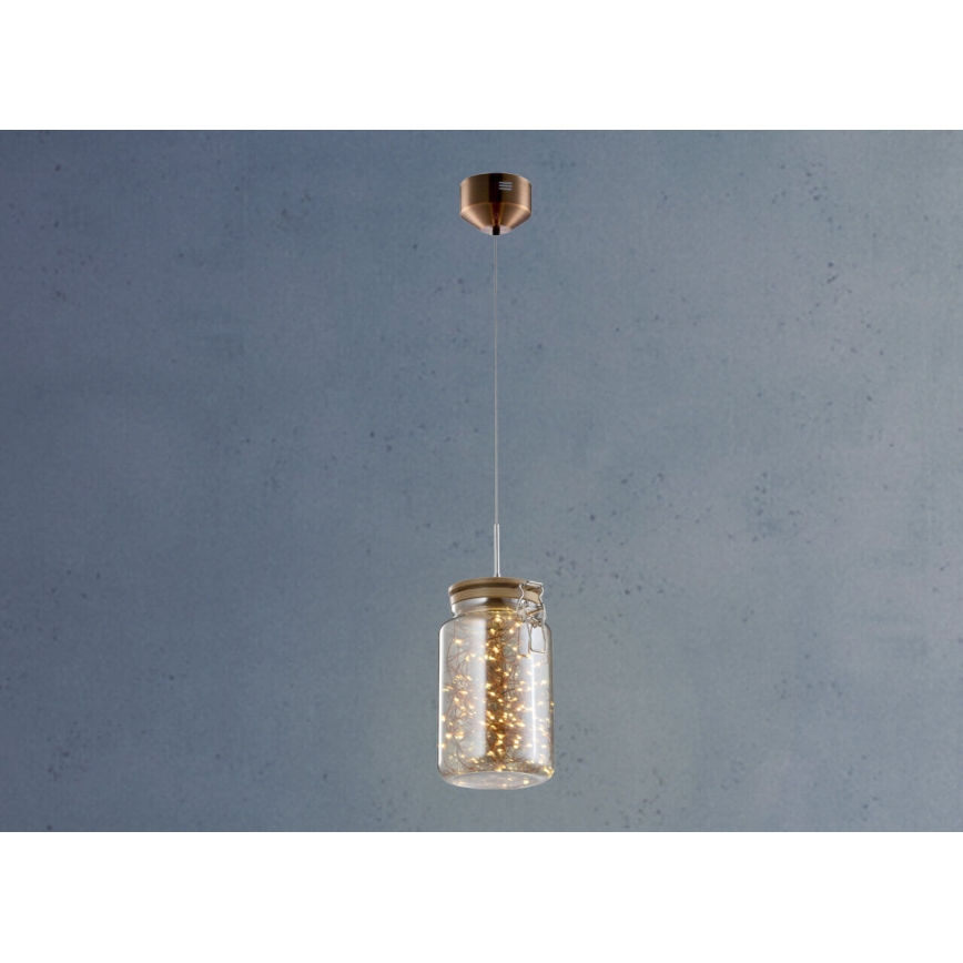 Lampadario a sospensione con filo JAR LED/5W/230V rame/legno