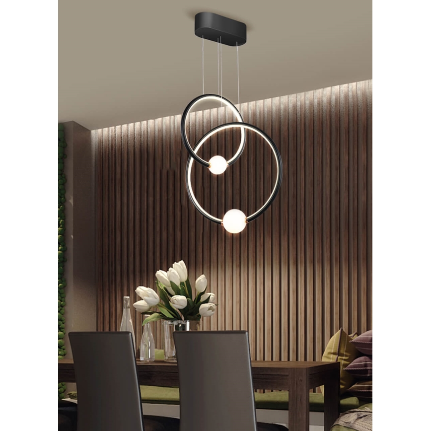 Suspension à intensité variable LIV LED/50W/230V noire + télécommande