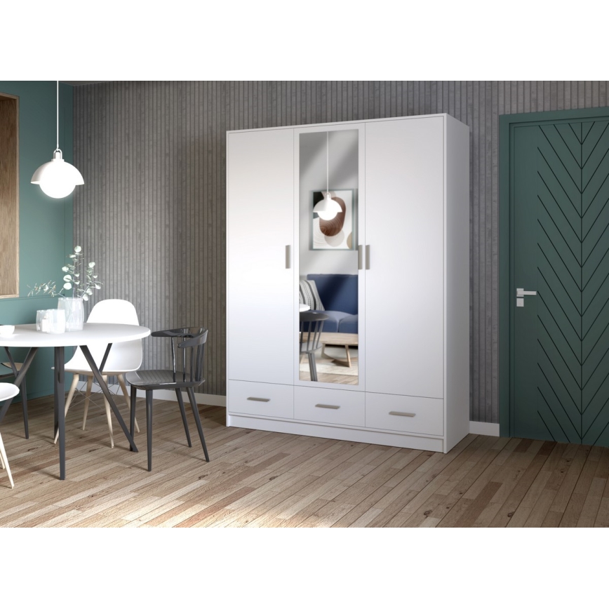 Kleiderschrank mit Spiegel SANNA 150x215 cm Weiß