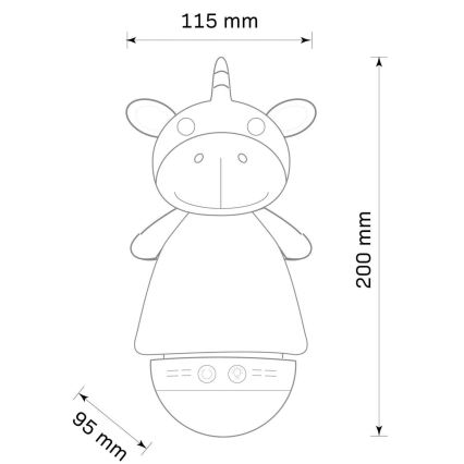 Kleine LED-RGB-Nachtleuchte für Kinder mit Melodie 3xAAA/5V Einhorn