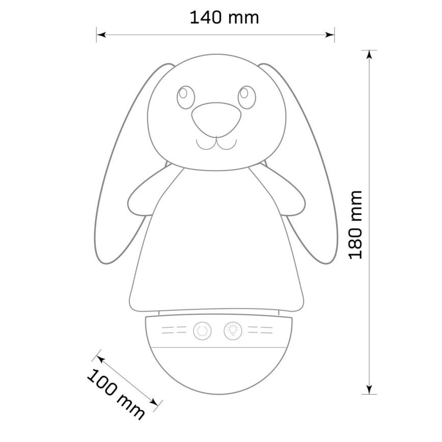 Kleine LED-RGB-Nachtleuchte für Kinder mit Melodie 3xAAA/5V Häschen