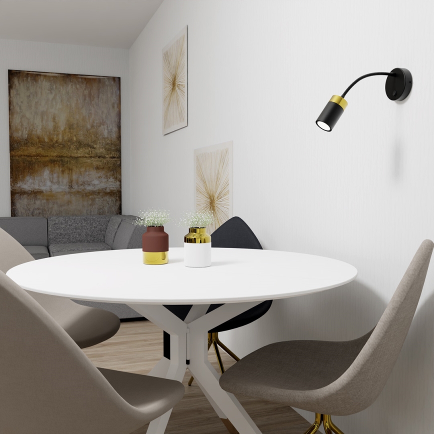 Kleine Wandlampe JOKER 1xGU10/8W/230V schwarz/golden