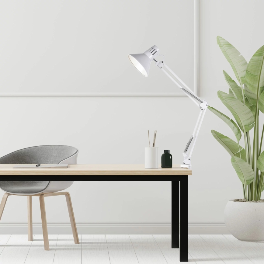 Klemm-Tischlampe WORKER 1xE27/10W/230V weiß