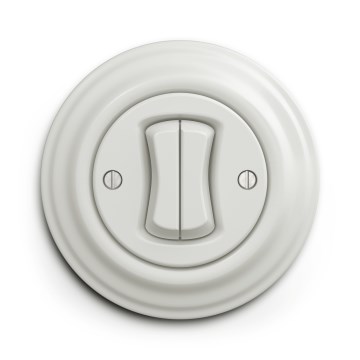Kliklap - Bouton double rétro avec cadre en céramique blanche