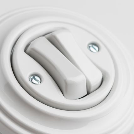 Kliklap - Bouton double rétro avec cadre en céramique blanche