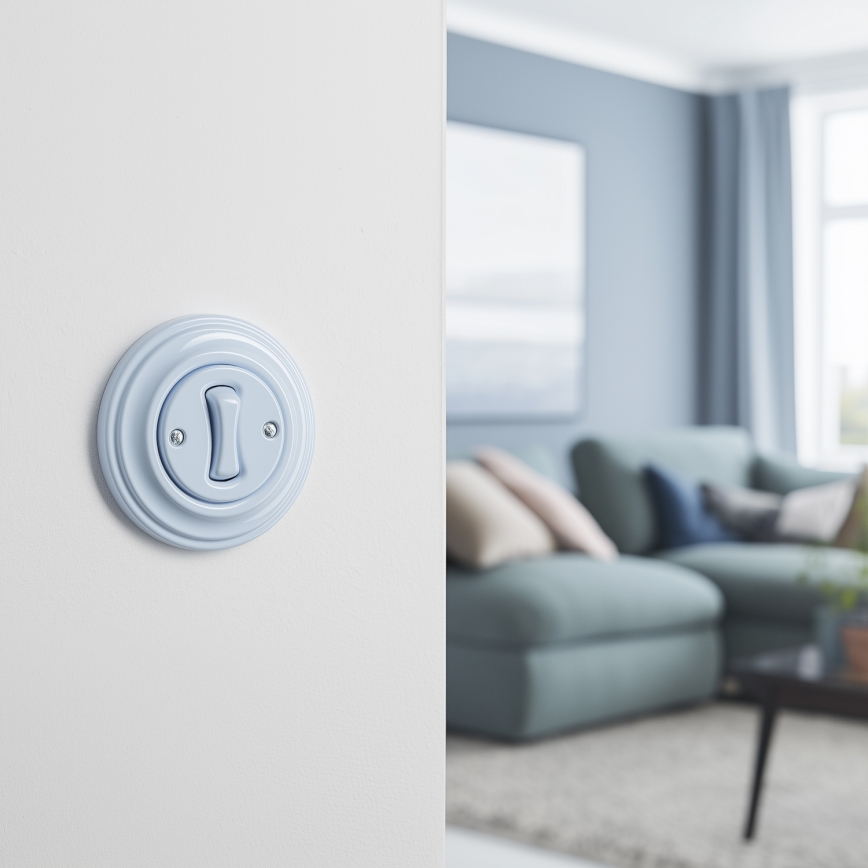 Kliklap - Bouton rétro avec cadre bleu