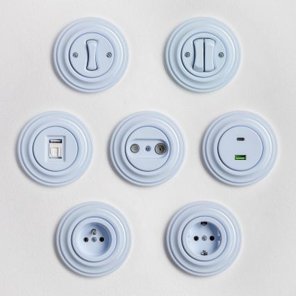 Kliklap - Bouton rétro avec cadre bleu