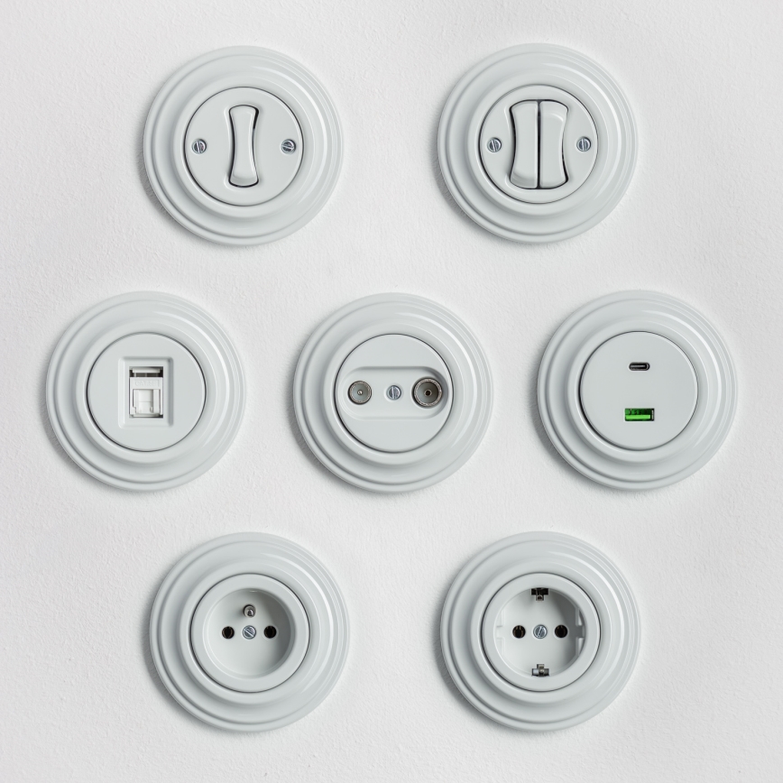 Kliklap - Cornice retrò semplice in ceramica bianca