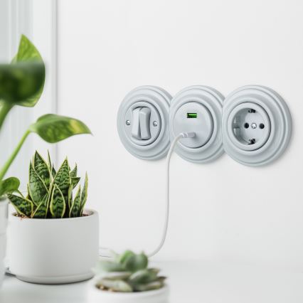 Kliklap - Cornice retrò terminale in ceramica bianca