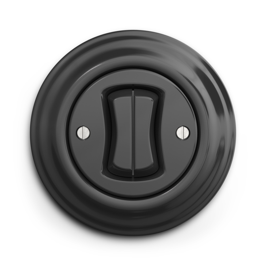 Kliklap - Double interrupteur va-et-vient rétro pour escalier, cadre n° 6+6, anthracite