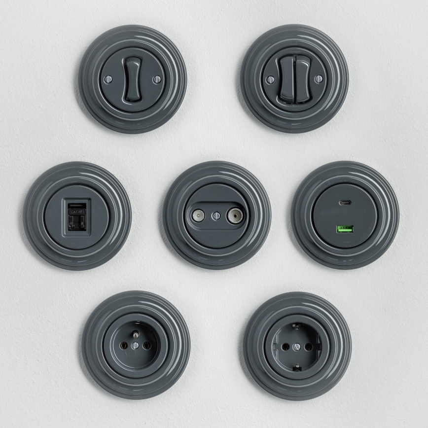 Kliklap - Double poussoir rétro avec cadre anthracite