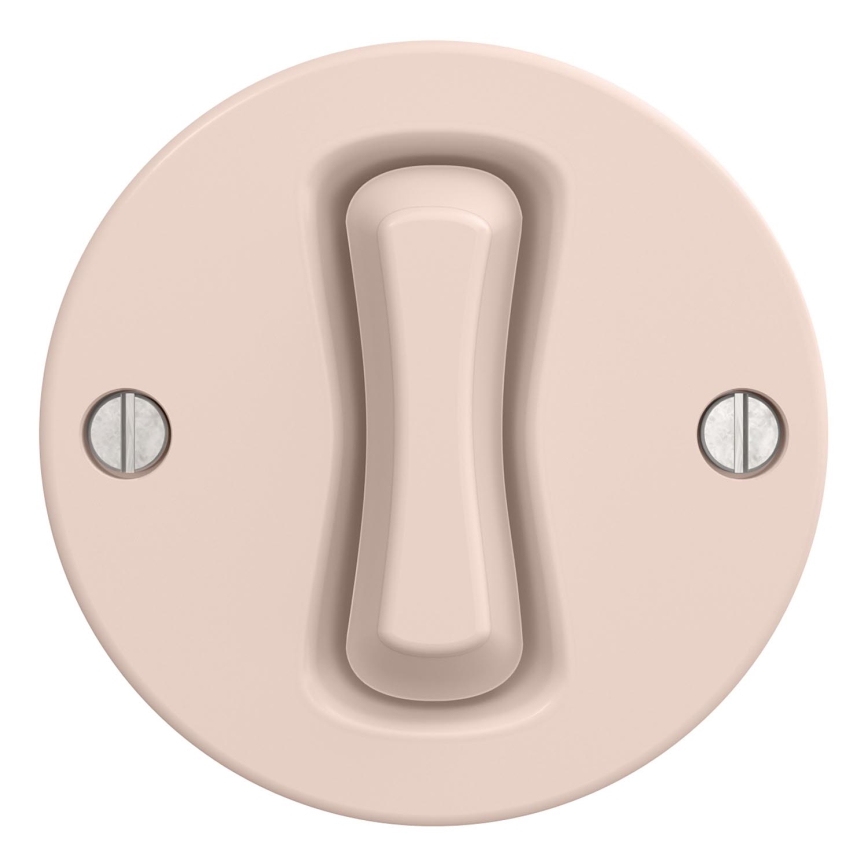 Kliklap - Interrupteur à bouton-poussoir rétro sans cadre, vieux rose