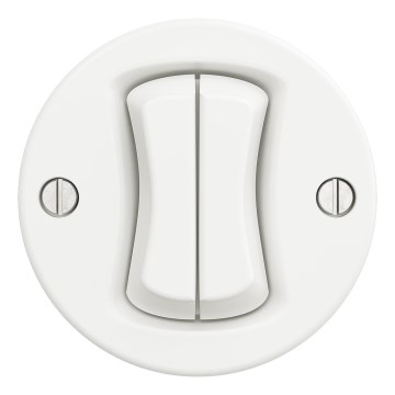 Kliklap - Interrupteur d'escalier double rétro sans cadre n° 6+6 blanc