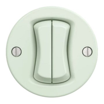 Kliklap - Interrupteur d'escalier double rétro sans cadre n° 6+6 vert menthe