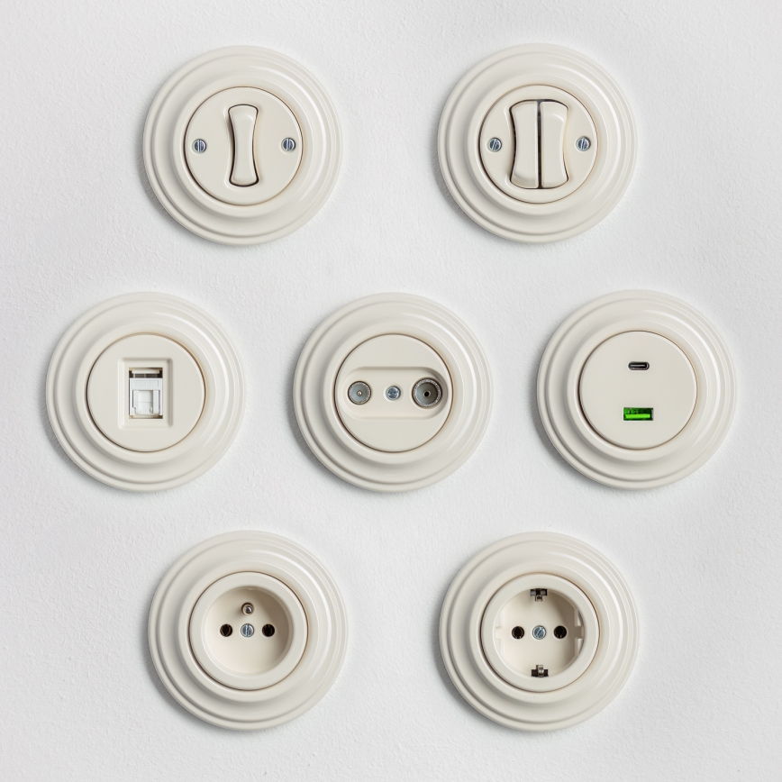 Kliklap - Interrupteur d'escalier rétro sans cadre n° 6 beige