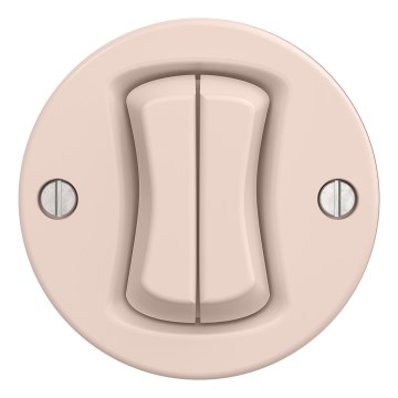 Kliklap - Interrupteur double à boutons rétro sans cadre, rose poudré