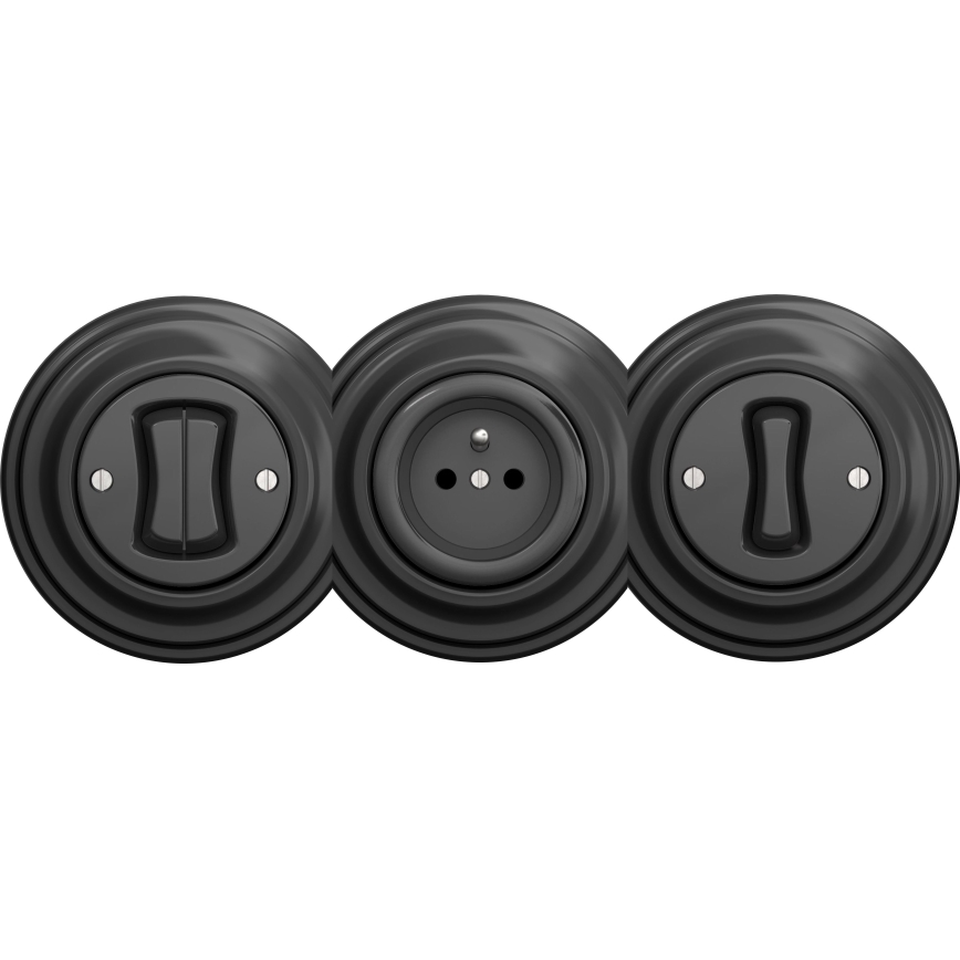 Kliklap - Interrupteur double d'escalier rétro sans cadre n° 6+6 anthracite