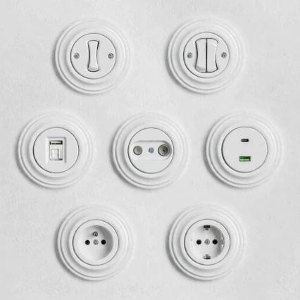 Kliklap - Interrupteur double rétro avec cadre blanc neige