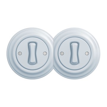 Kliklap - Interrupteur double unipolaire au style rétro avec cadre n° 1, bleu