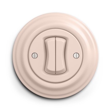 Kliklap - Interrupteur double va-et-vient au design rétro élégant avec cadre n° 6+6, coloris vieux rose