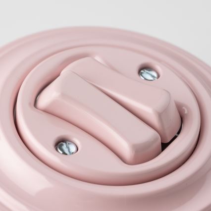 Kliklap - Interrupteur double va-et-vient au design rétro élégant avec cadre n° 6+6, coloris vieux rose