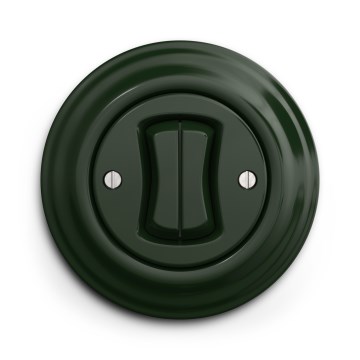 Kliklap - Interrupteur double va-et-vient rétro avec cadre n° 6+6, vert