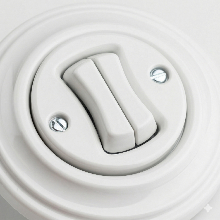 Kliklap - Interrupteur multiple rétro, cadre n°5, blanc céramique