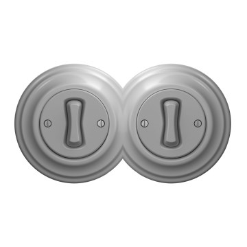 Kliklap - Interrupteur unipolaire double style rétro avec cadre n°1, gris