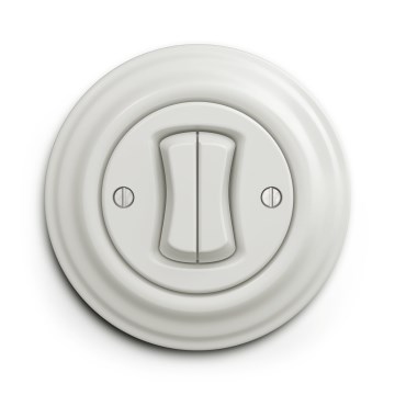 Kliklap - Interruttore della serie Retro con placca n. 5 in ceramica bianca