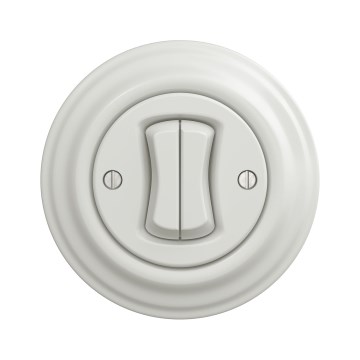 Kliklap - Interruttore doppio per scale in stile retrò con cornice n. 6+6, finitura in ceramica bianca