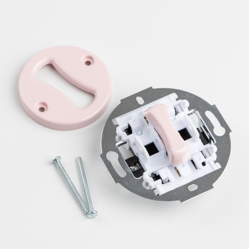 Kliklap - Interruttore intermedio retrò con cornice n. 7, rosa antico