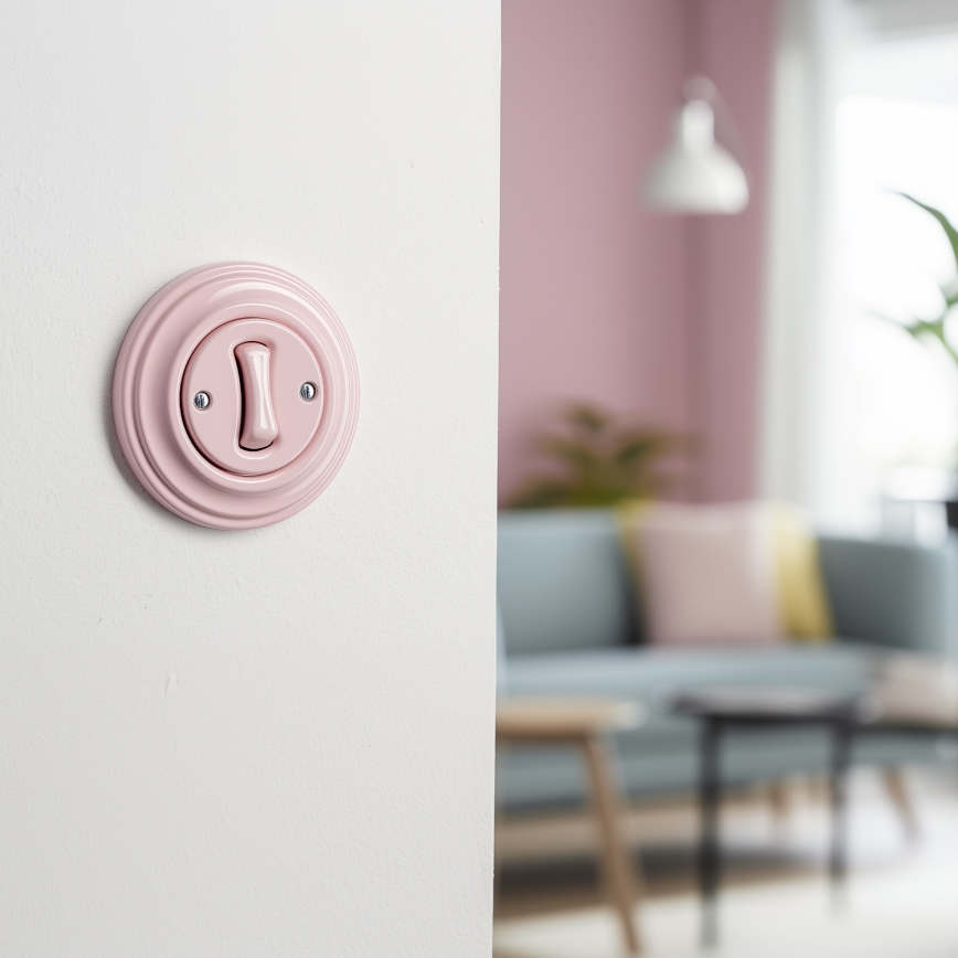 Kliklap - Interruttore intermedio retrò con cornice n. 7, rosa antico