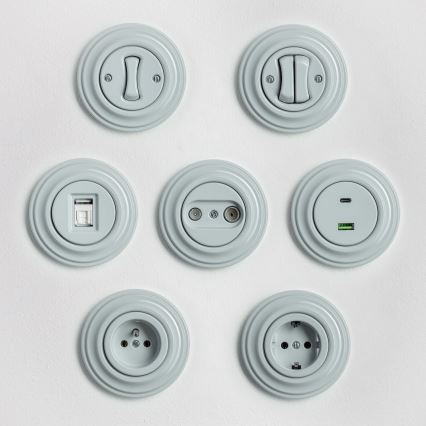 Kliklap - Interruttore modulare retrò con cornice n. 5, grigio