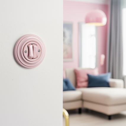 Kliklap - Interruttore multiplo retrò con cornice n. 5, rosa antico