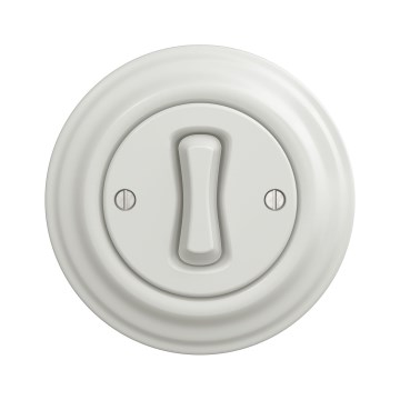 Kliklap - Interruttore per scala in stile retrò con cornice n. 6, bianco