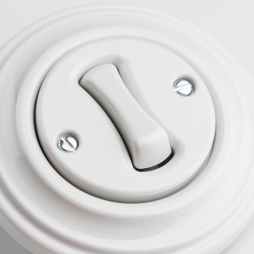 Kliklap - Interruttore per scale in stile retrò con cornice n. 6, bianco neve