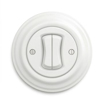 Kliklap - Interruttore retrò in serie con placca n. 5, bianco neve