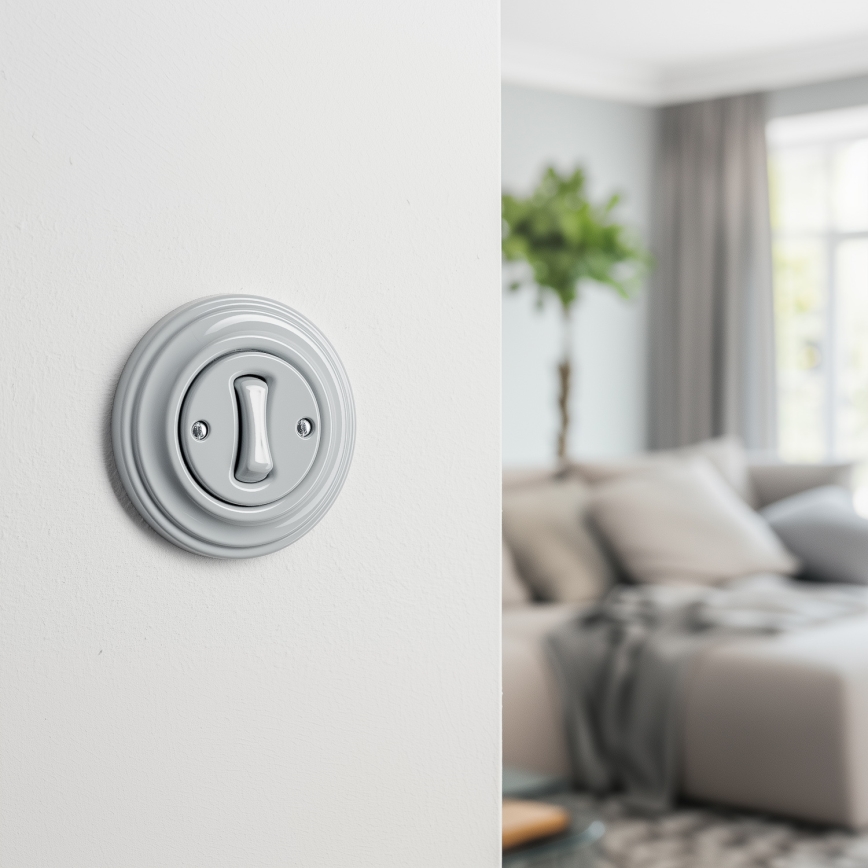 Kliklap - Interruttore unipolare in stile retrò con cornice n. 1, grigio