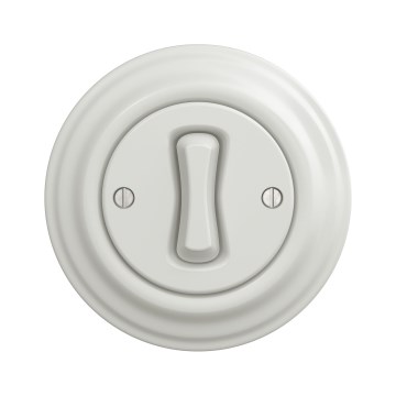 Kliklap - Interruttore unipolare retrò con cornice, n. 1, bianco in ceramica